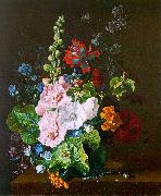 Jan van Huysum Hollyhocks and other Flowers in a Vase Germany oil painting artist